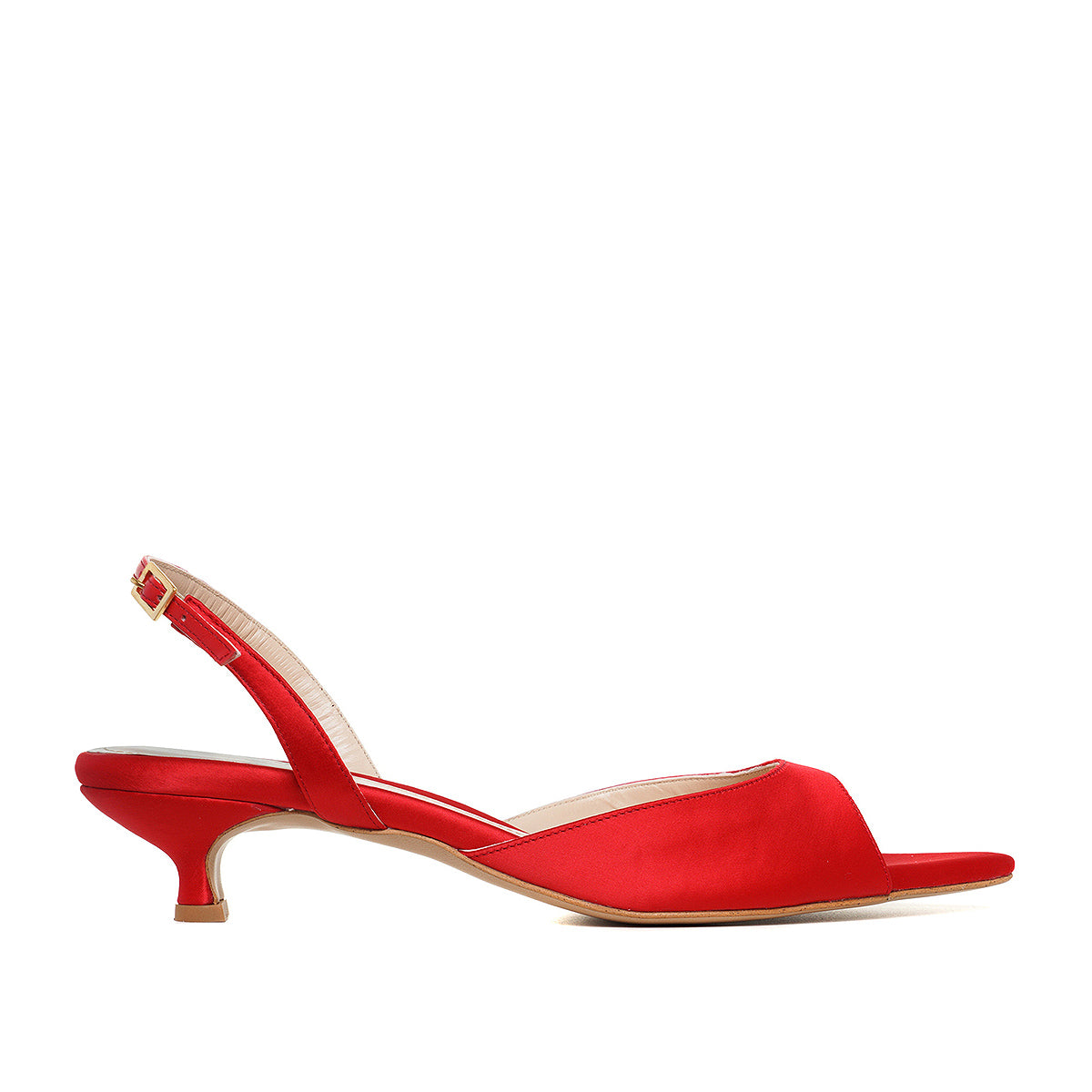 Sandale Vicky Satin, Varf Ascutit, Rosii - Kitten Heels - 41 / 4 cm