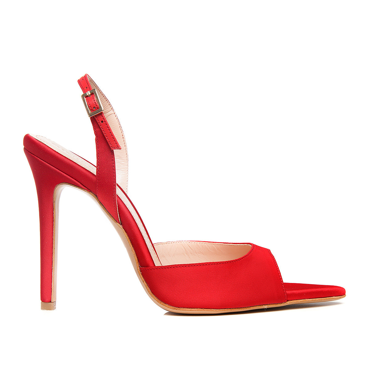 Sandale Vicky Satin, Varf Ascutit, Rosu - 37 / 8 cm