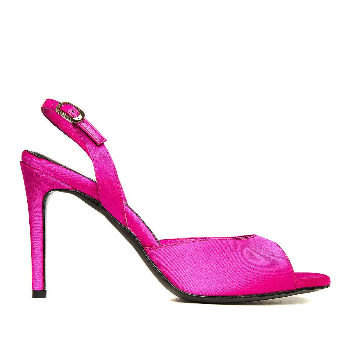 Sandale Vicky Satin, Varf Rotund, Fucsia - 34 / 8 cm