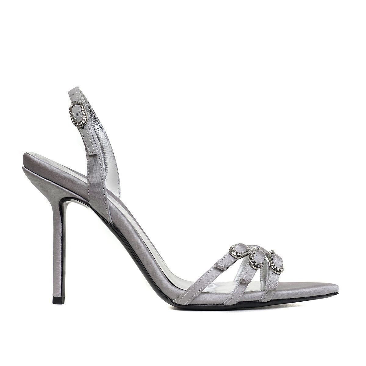 Sandale Yvy Satin, Gri-Argintiu - Premium Collection - 37 / 10 cm
