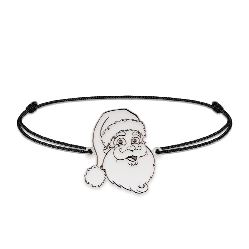 Santa - Bratara snur personalizata Mos Craciun din argint 925