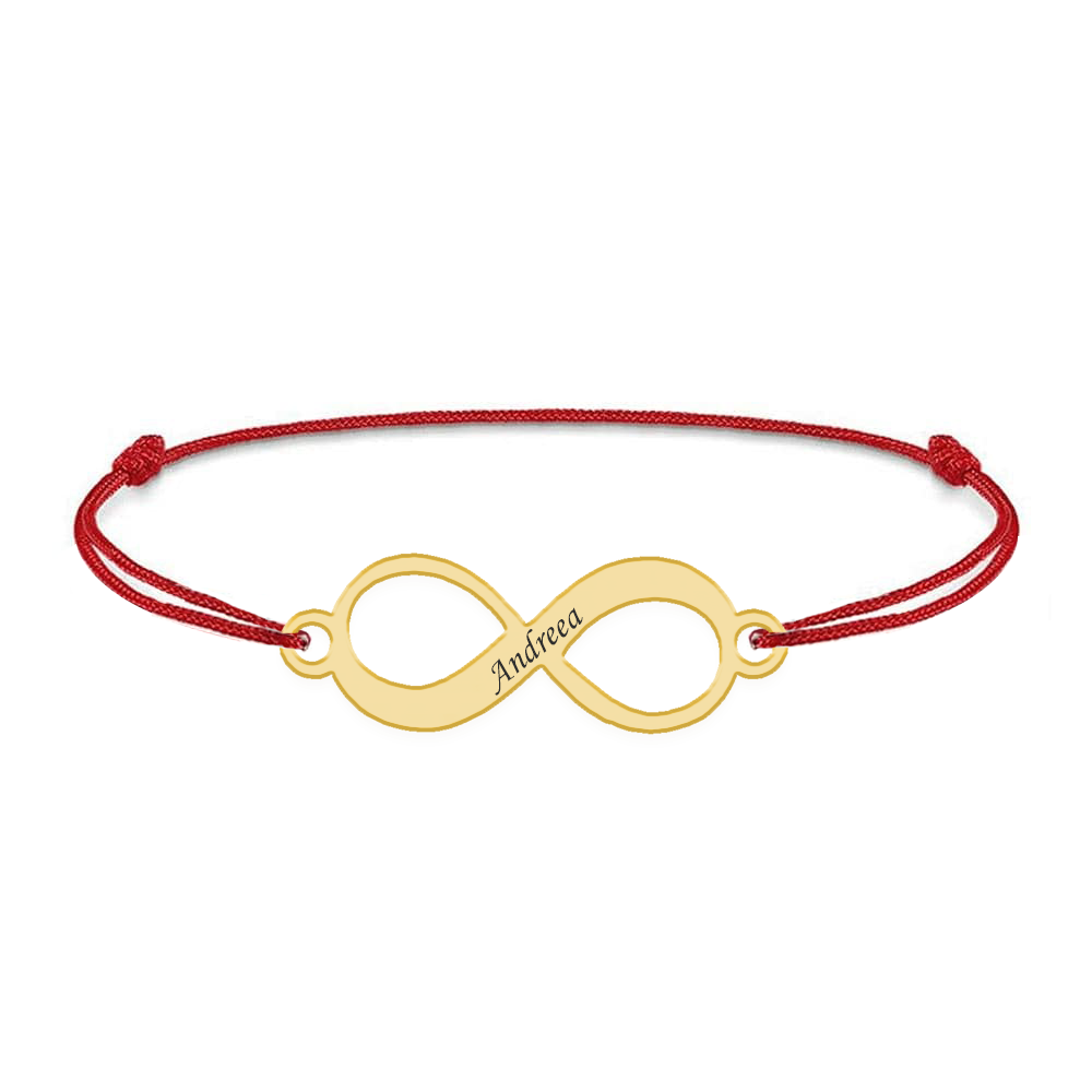 Saray - Bratara personalizata din snur cu infinit din argint placat cu aur galben 24K cu nume