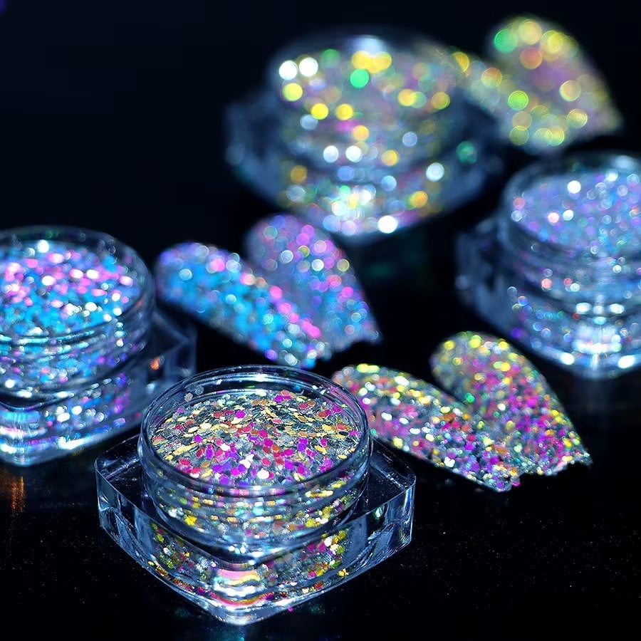 Sclipici unghii reflective Marquise, GLITTER01, Multicolor - poza 3