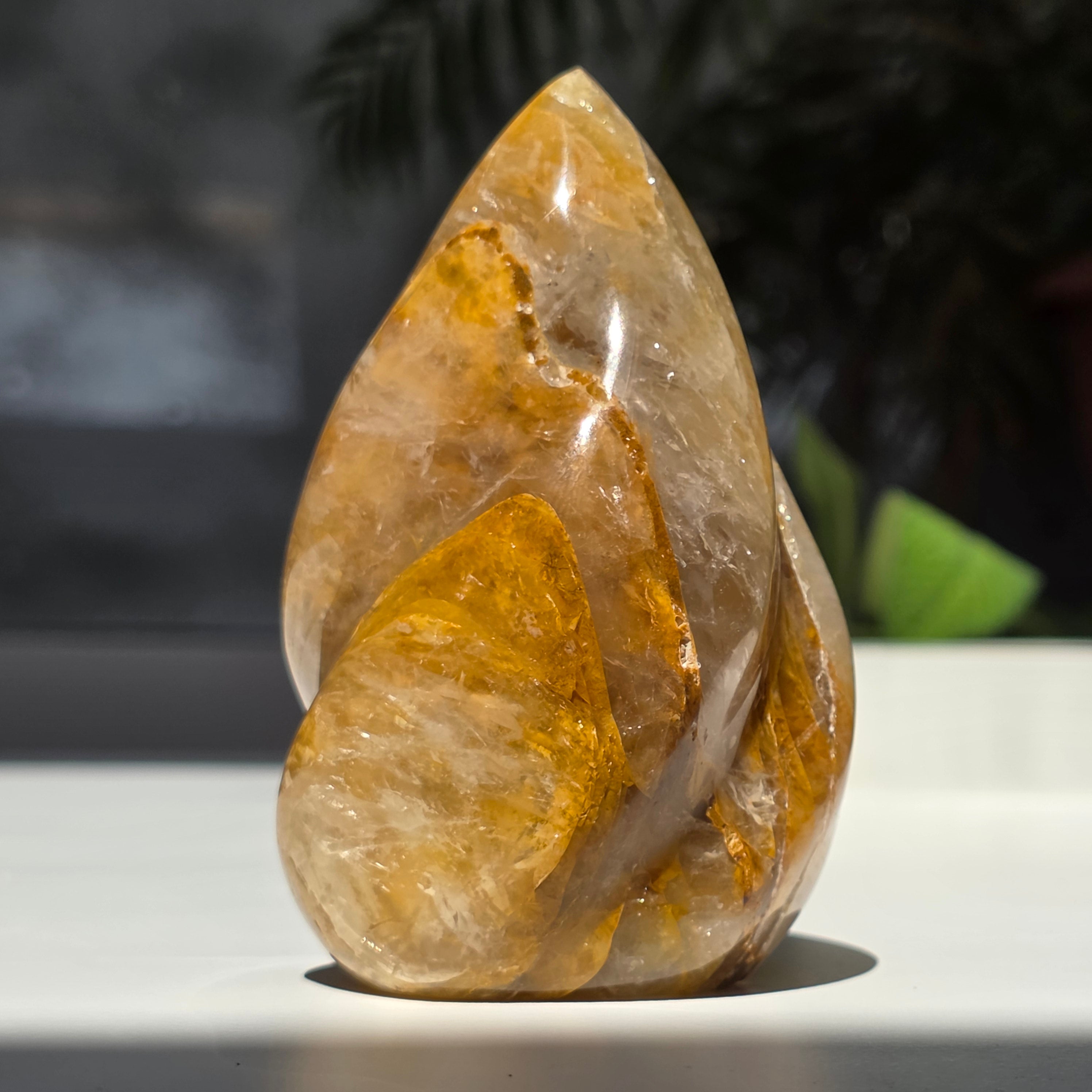 Sculptura cuart lamaie/ lemonit forma flacara | Model 2