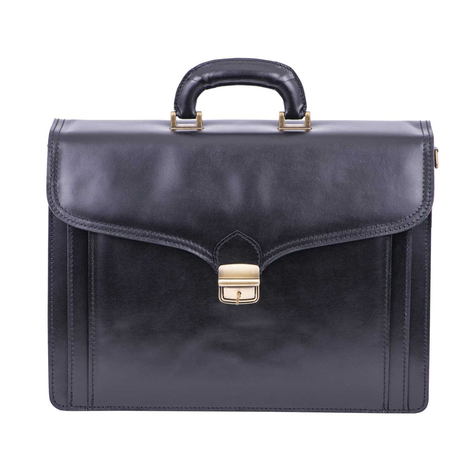 Servieta barbati din piele naturala neagra Executive Pro Carrier