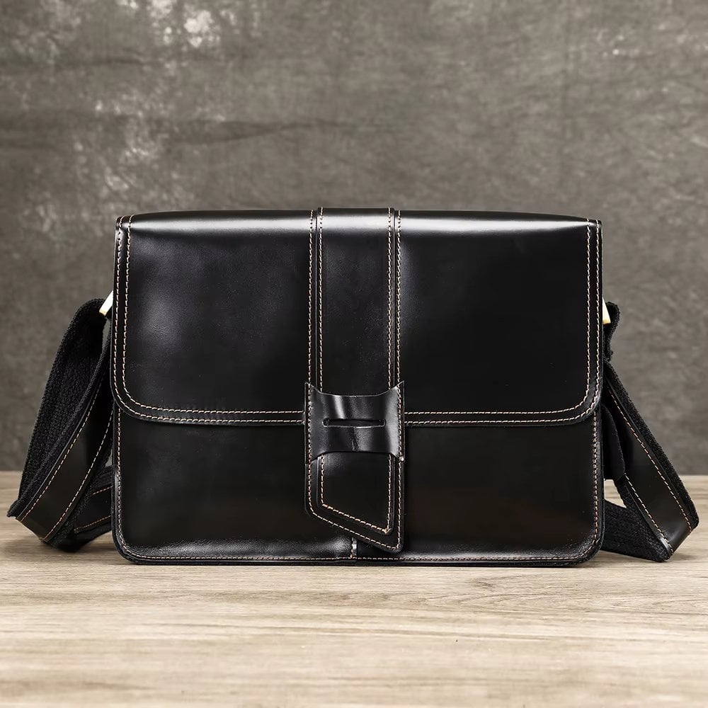 Servieta pentru barbati, Aderin GT3805, piele naturala, Neagra - poza 1