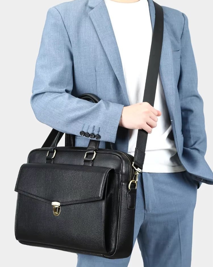 Servieta pentru barbati, Dael GT3283, piele naturala, Neagra - poza 3