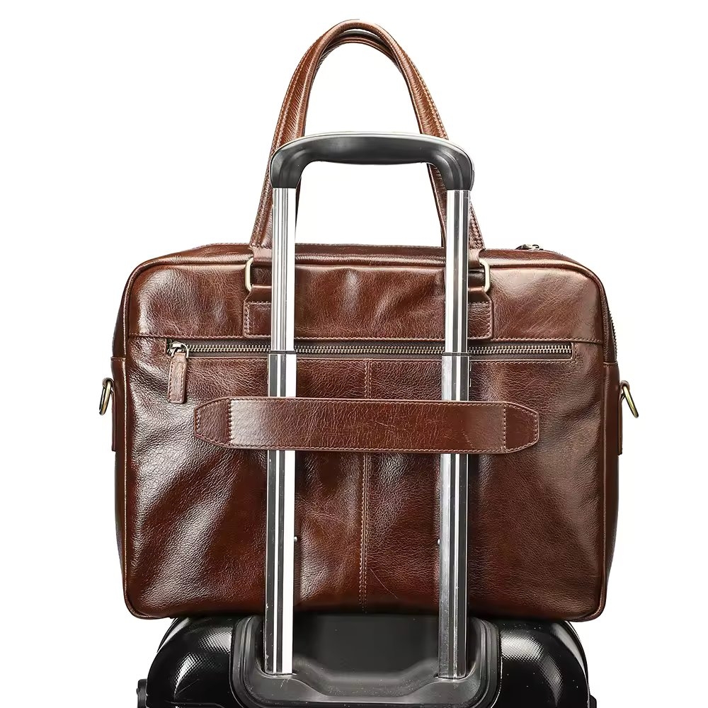 Servieta pentru barbati, Dael GT3283, piele naturala, Neagra - poza 4