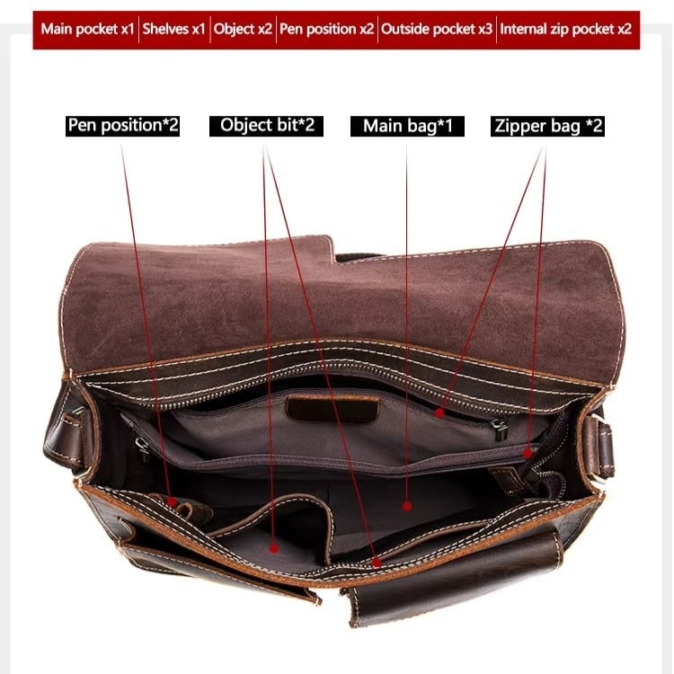 Servieta pentru barbati, Dastan GT3269, piele naturala, Neagra - poza 5