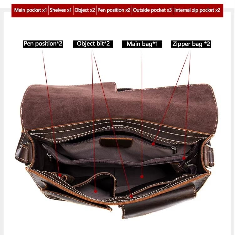Servieta pentru barbati, Dastan GT3270, piele naturala, Maro cafeniu - poza 5
