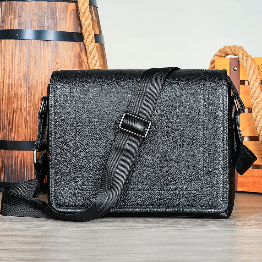 Servieta pentru barbati, Loryn GT3807, piele naturala, Neagra - poza 1