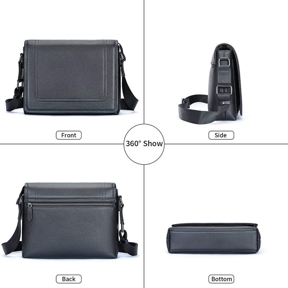 Servieta pentru barbati, Loryn GT3807, piele naturala, Neagra - poza 4