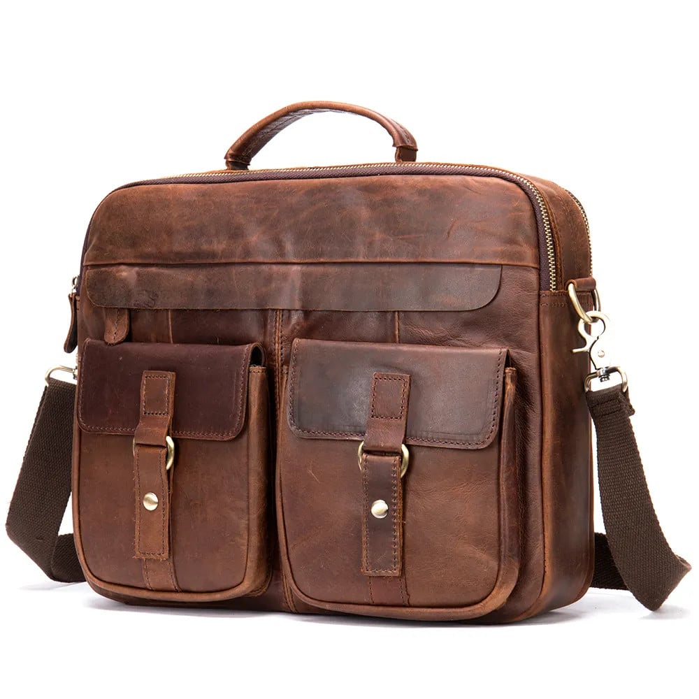 Servieta unisex Delis, Percival GT2745, piele naturala, Maro - poza 1