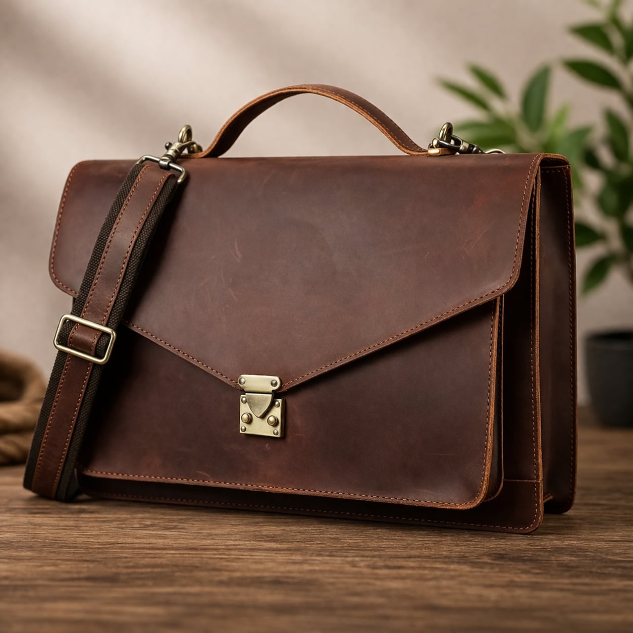 Servieta unisex, Milano GT3802, piele naturala, Maro - poza 1