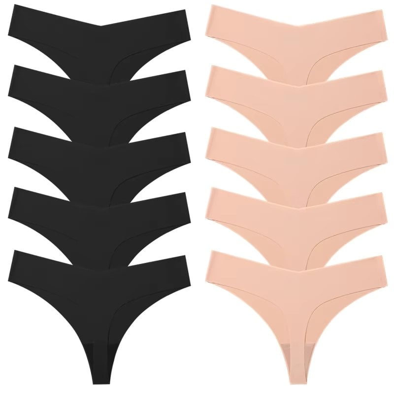 Set 10 perechi de chiloti pentru dama, CH046, Negru/Bej - poza 1