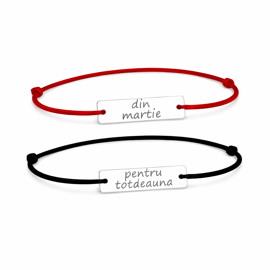 Set 2 Bratari Personalizate Totdeauna cu Argint - Neagra - Neagra