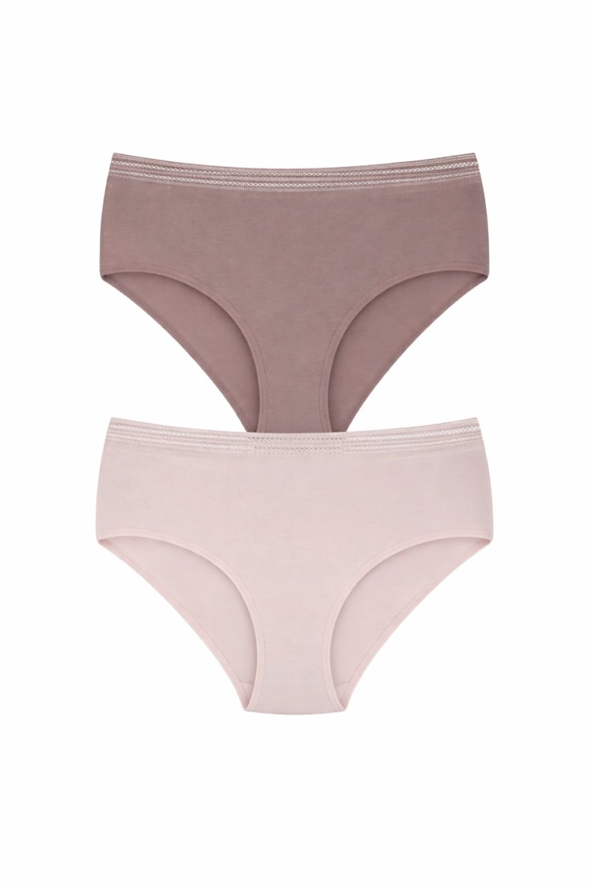Set 2 perechi de chiloti din bumbac, pentru dama, 20250, Natural - poza 1