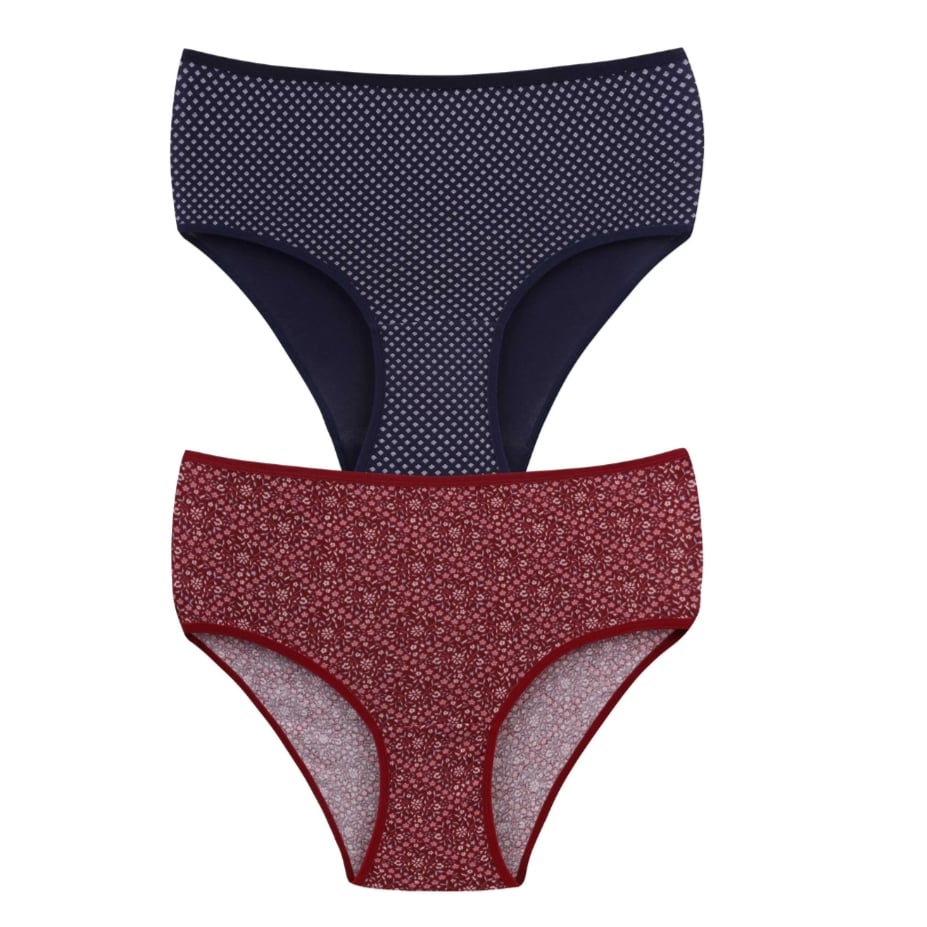 Set 2 perechi de chiloti din bumbac, pentru dama, 53600, Bordo / Albastru - poza 1