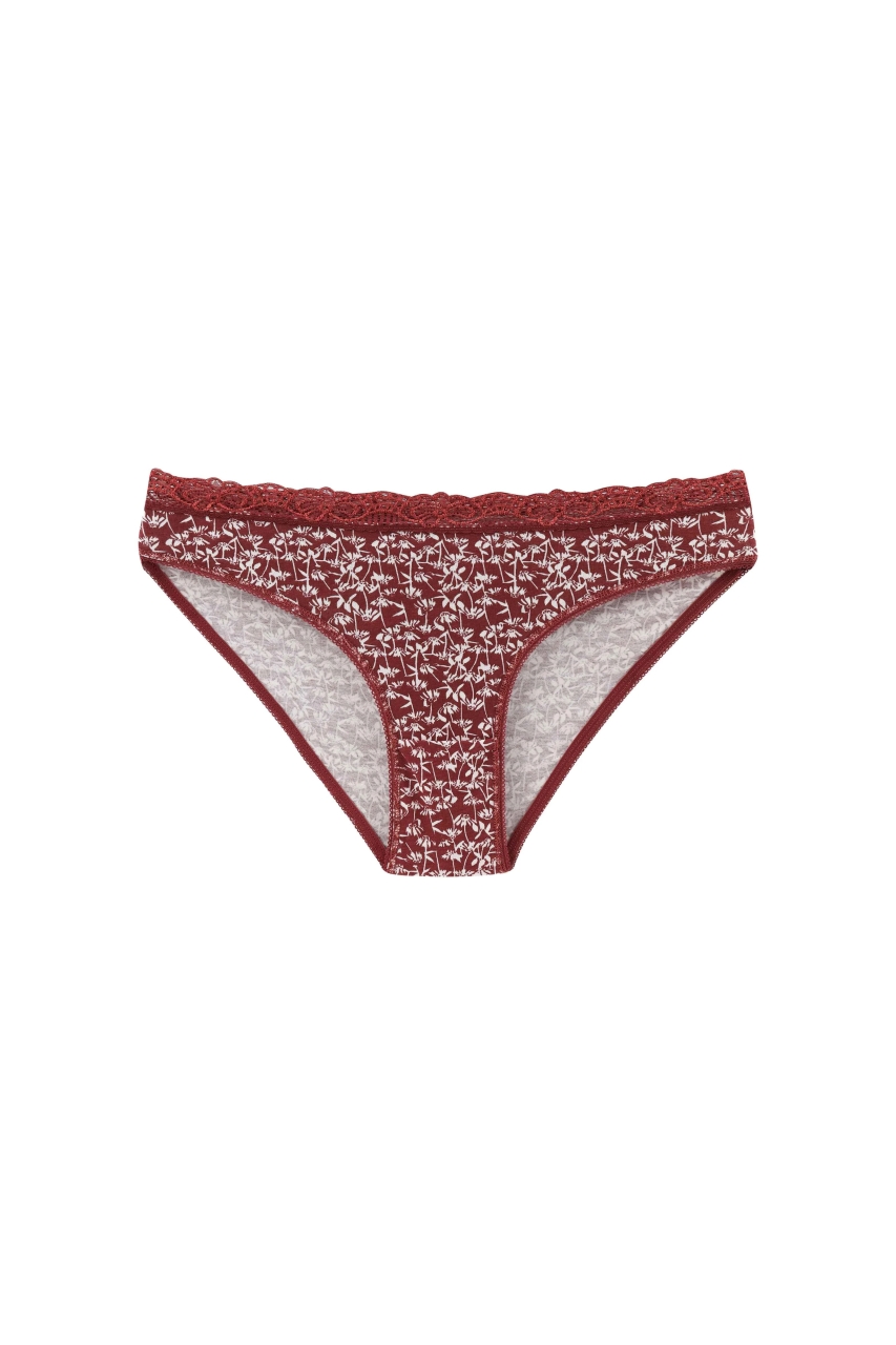 Set 3 perechi de chiloti din bumbac, cu dantela, pentru dama, 39750, Rosu/Crem - poza 4