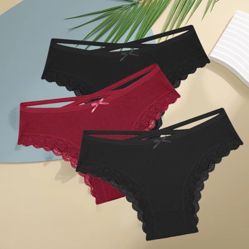 Set 3 perechi de chiloti pentru dama, CH101, Negru/Bordo - poza 1