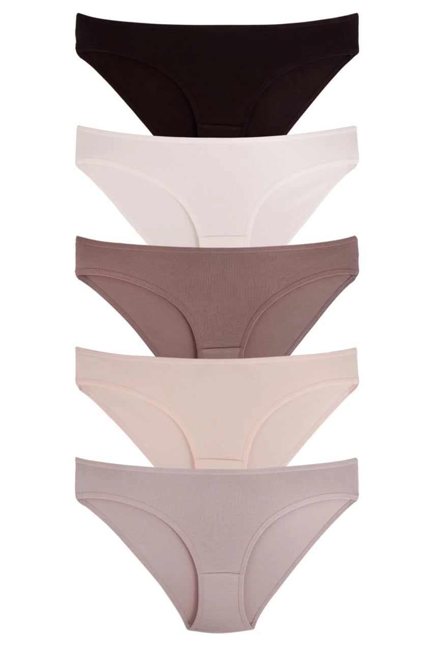 Set 5 perechi de chiloti din bumbac, pentru dama, 33000, Nude - poza 1