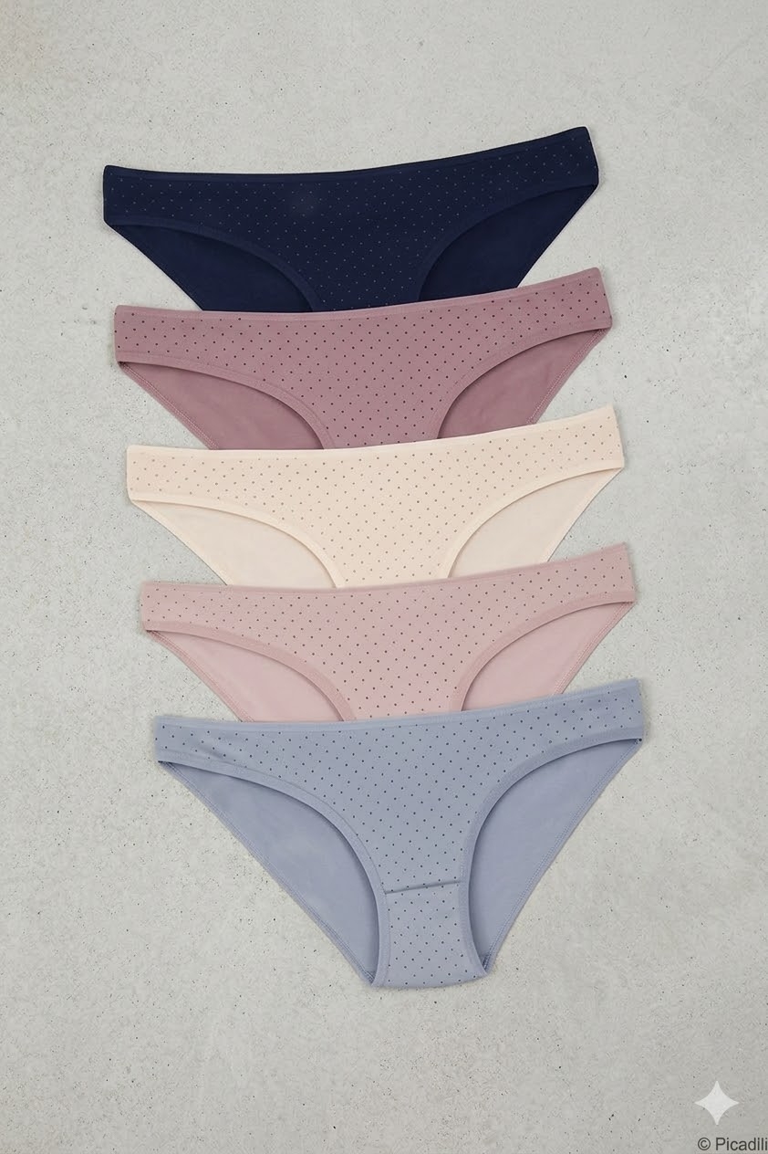 Set 5 perechi de chiloti din bumbac, pentru dama, 33500, Multicolor