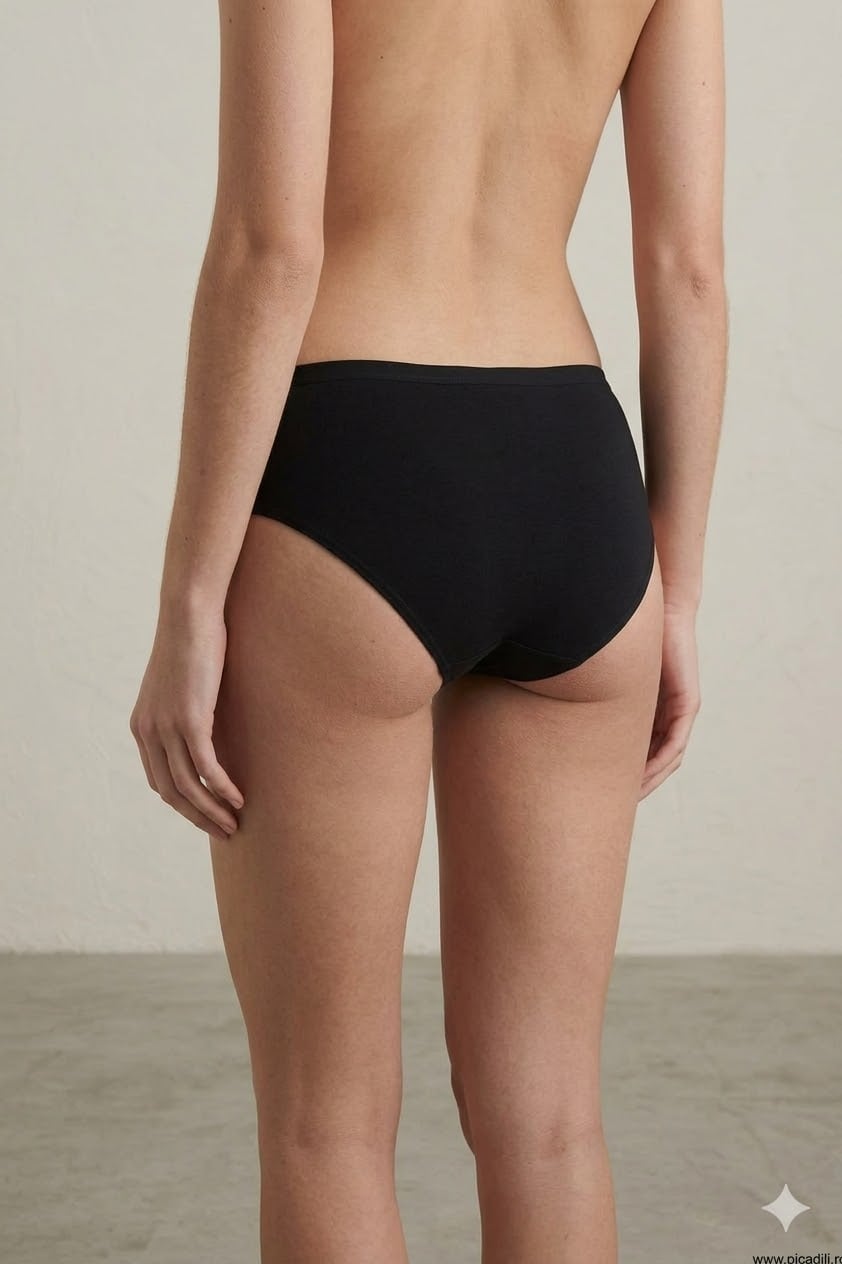 Set 5 perechi de chiloti din bumbac, pentru dama, 43500, Crem/Negru - poza 3