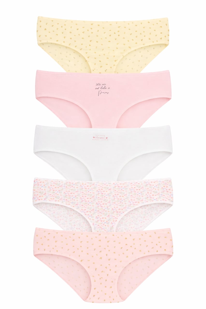 Set 5 perechi de chiloti din bumbac, pentru dama, 53500, Multicolor