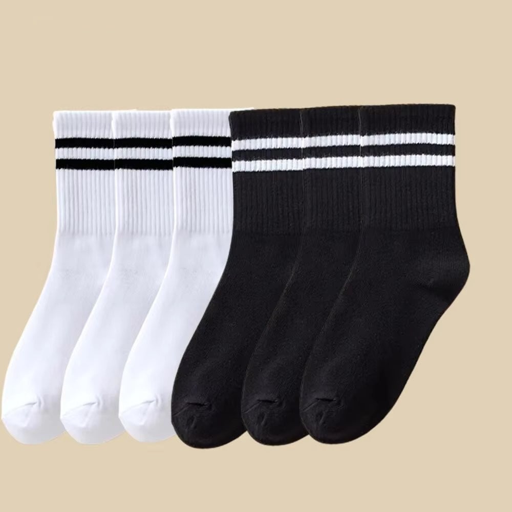 Set 6 perechi de sosete pentru dama, SS056, Alb/Negru, marime universala (35-39) - poza 1