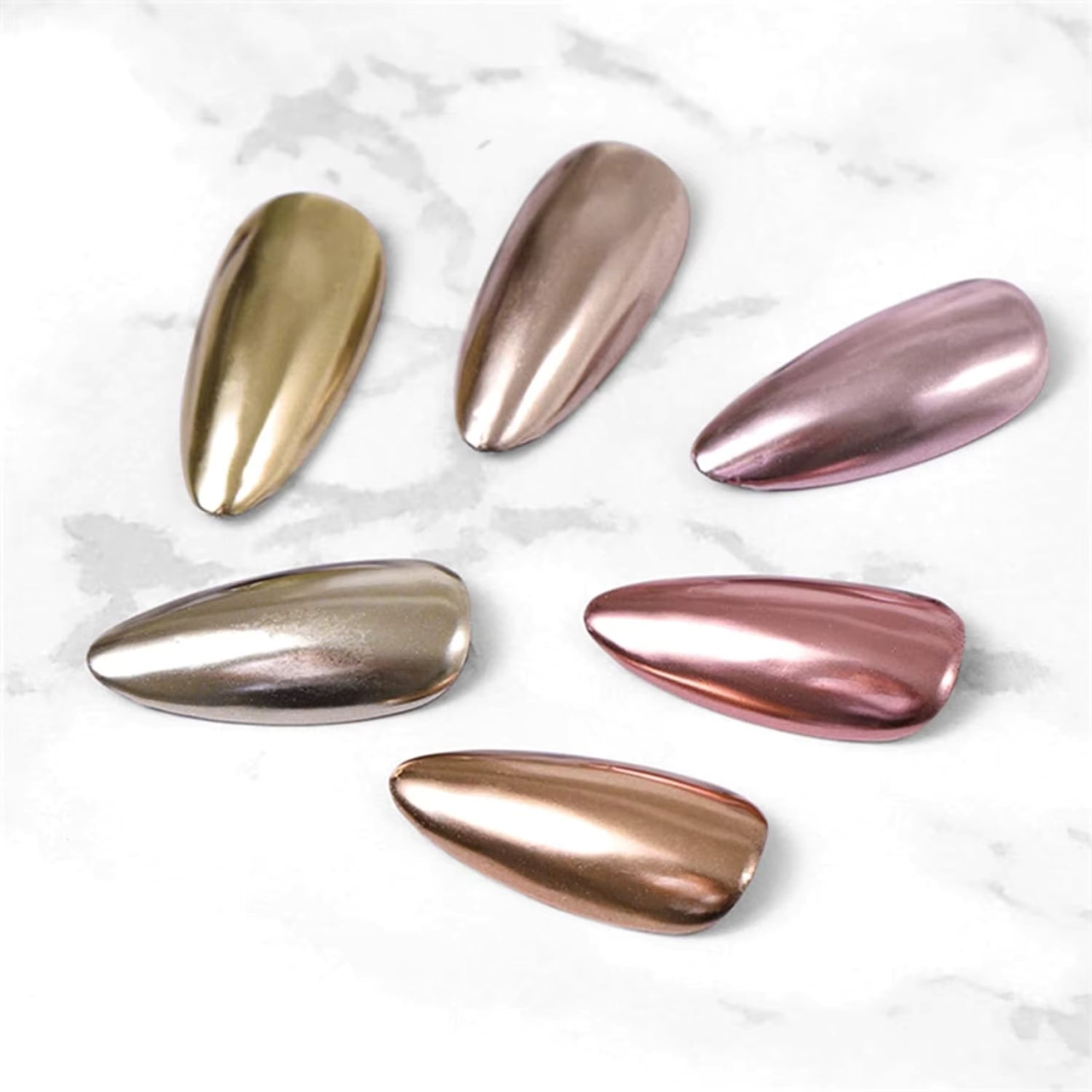 Set 6 pigmenti unghii mirror Marquise, PIGM20, Multicolor - poza 5