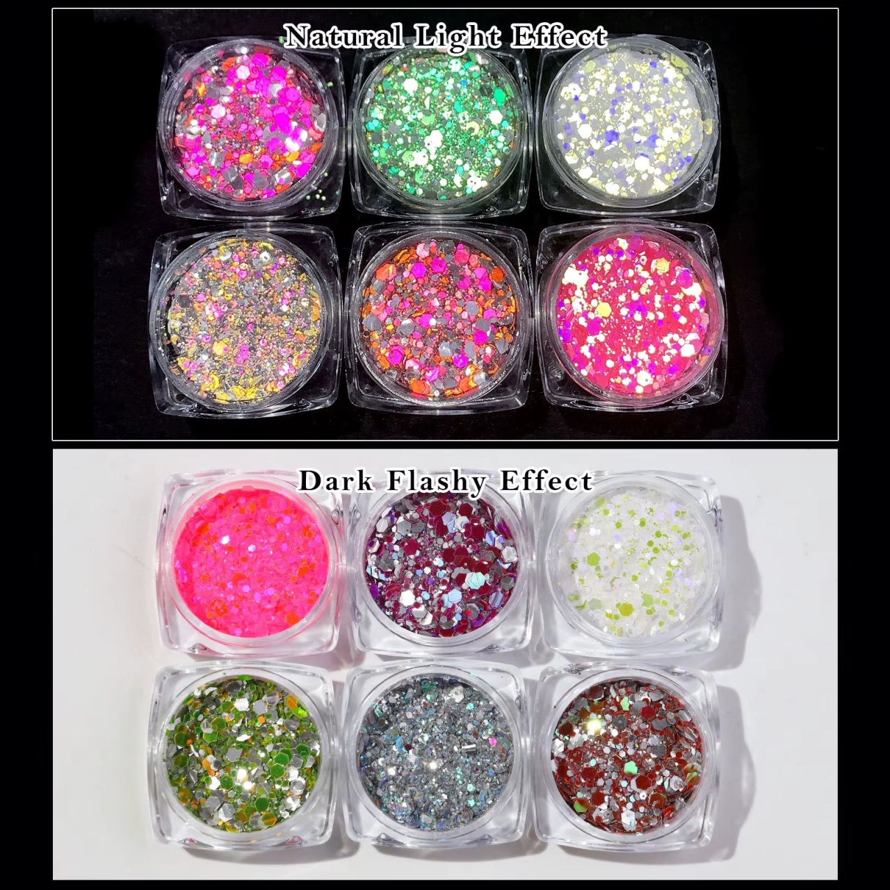 Set 6 sclipici unghii reflective Marquise, GLITTER03, Multicolor - poza 4