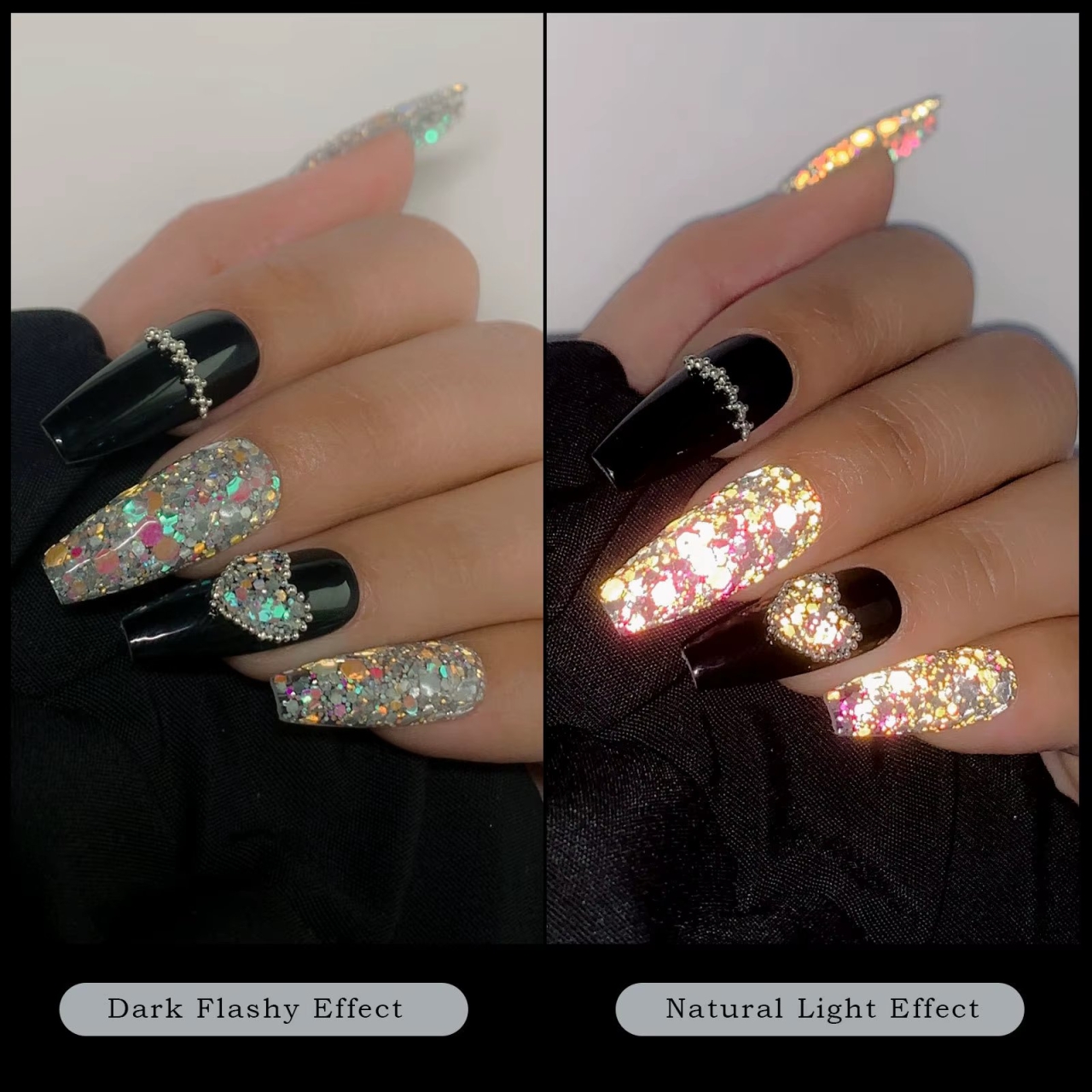 Set 6 sclipici unghii reflective Marquise, GLITTER03, Multicolor - poza 5