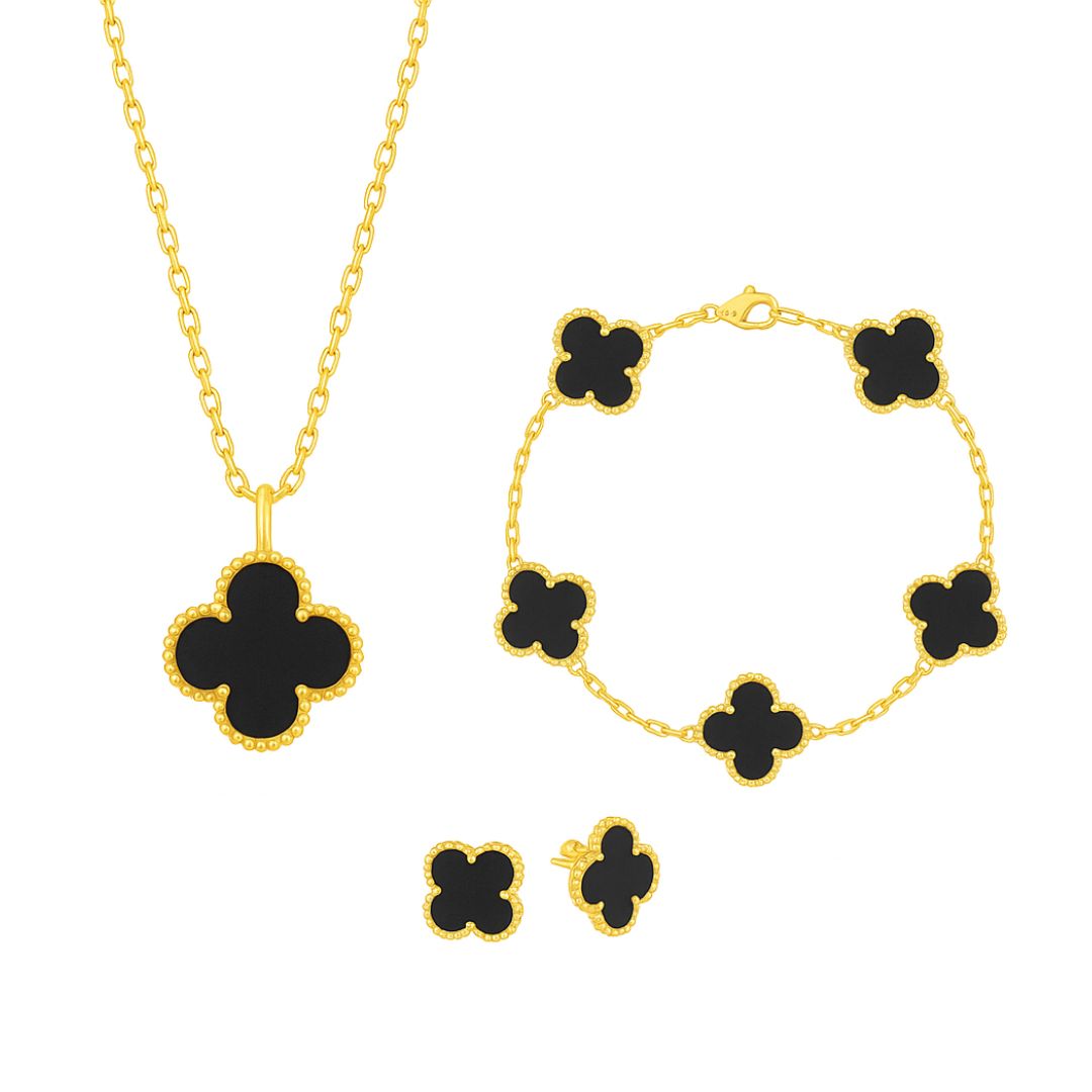 Set Bijuterii Colier,Bratara si Cercei Van Luxy Black Gold