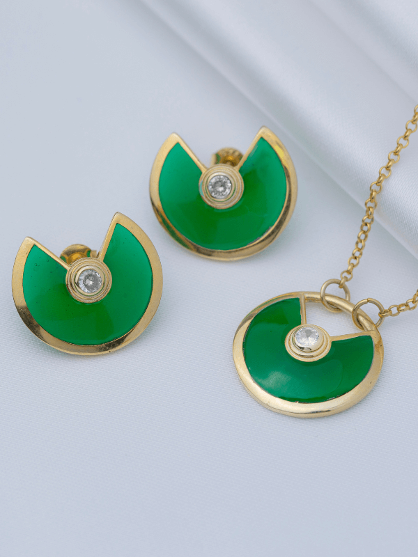 Set Bijuterii din Argint Placat – Solar Loop (Colier & Cercei)