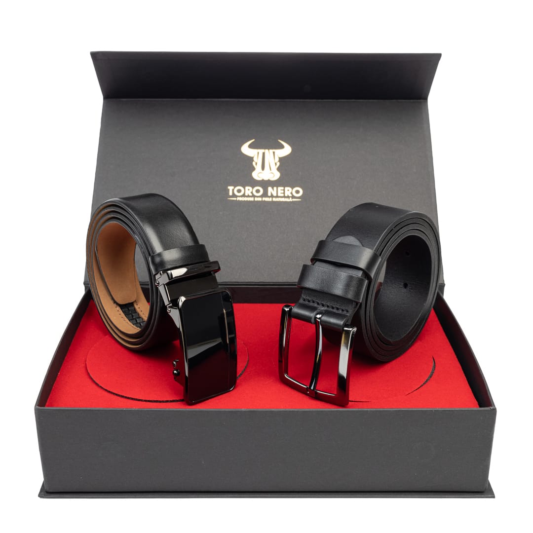 Set cadou barbati din piele naturala curea casual+curea eleganta Soft-Smooth - 115 cm