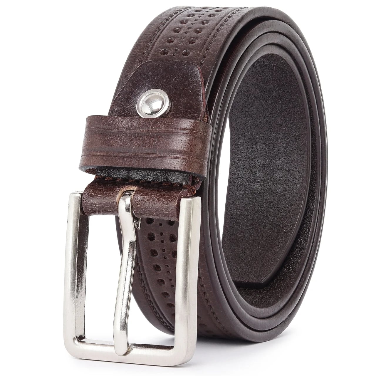 Set cadou pentru barbati, Portofel + Curea, piele naturala, model elegant, SET32, Maro/Negru - poza 3