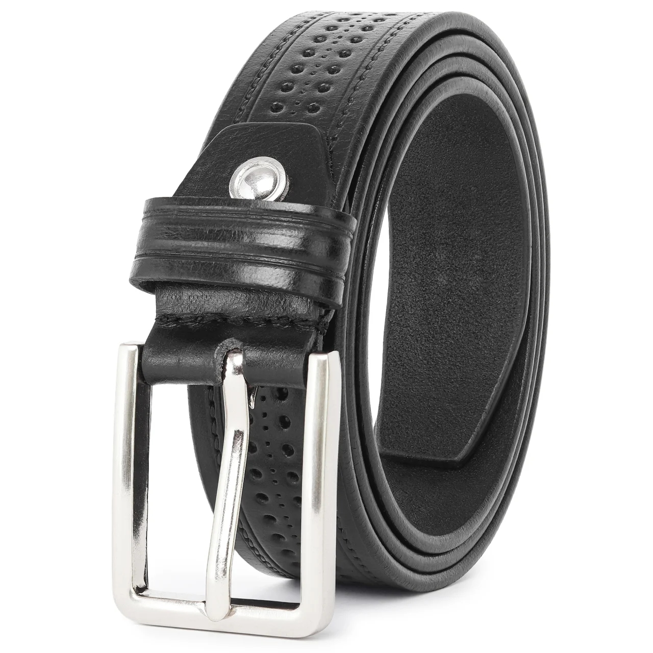 Set cadou pentru barbati, Portofel + Curea, piele naturala, model elegant, SET39, Negru - poza 3
