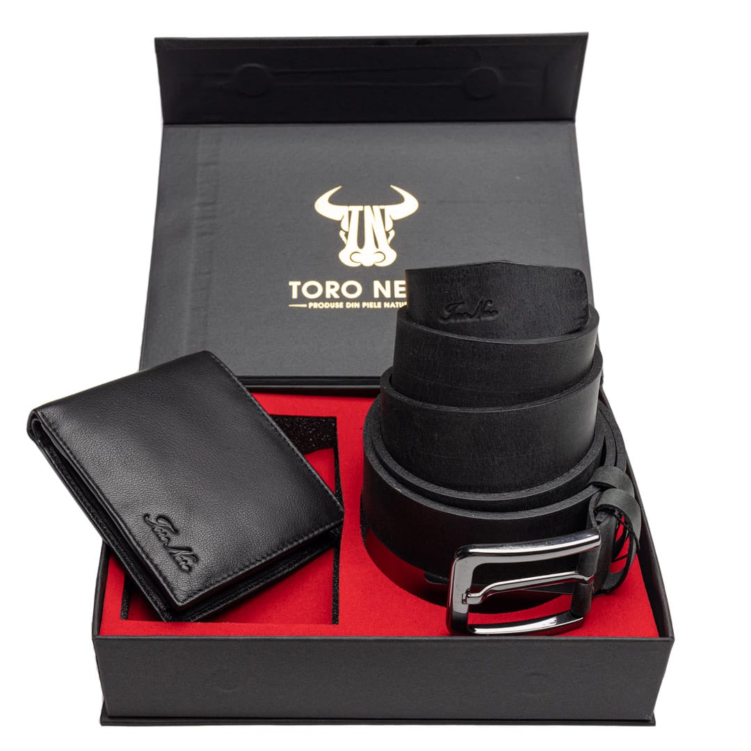 Set cadou portofel + curea din piele pentru barbati Manu-Rubber xxl - 150 cm