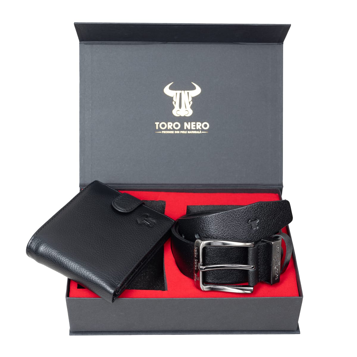 Set cadou portofel + curea din piele pentru barbati Night-Varia - 115 cm