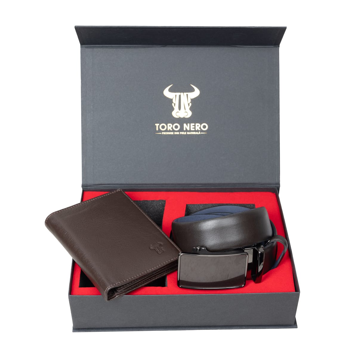 Set cadou portofel + curea din piele pentru barbati Velock - 115 cm