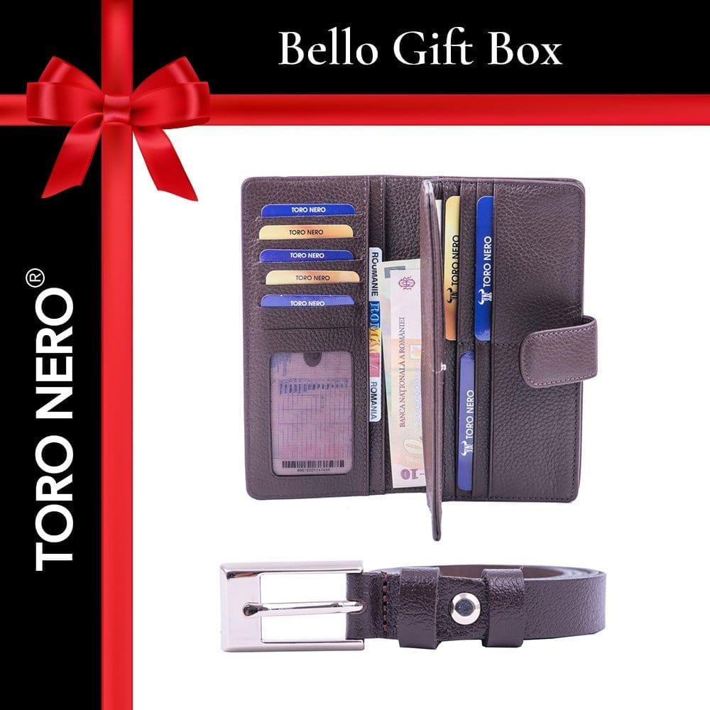 Set cadou portofel+curea din piele pentru femei Bello