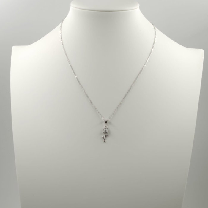Set colier cu lant din argint 925 si pandant lalea cu sidef alb si pietre fine din cubic zirconia