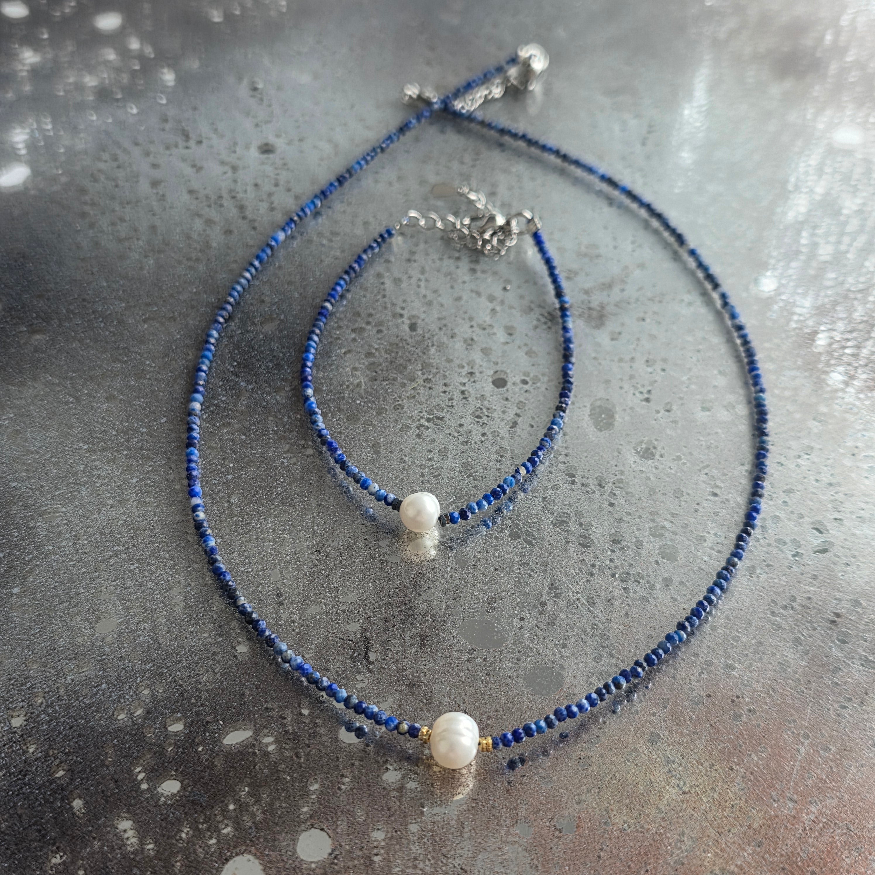 Set colier si bratara din lapis lazuli Pearl