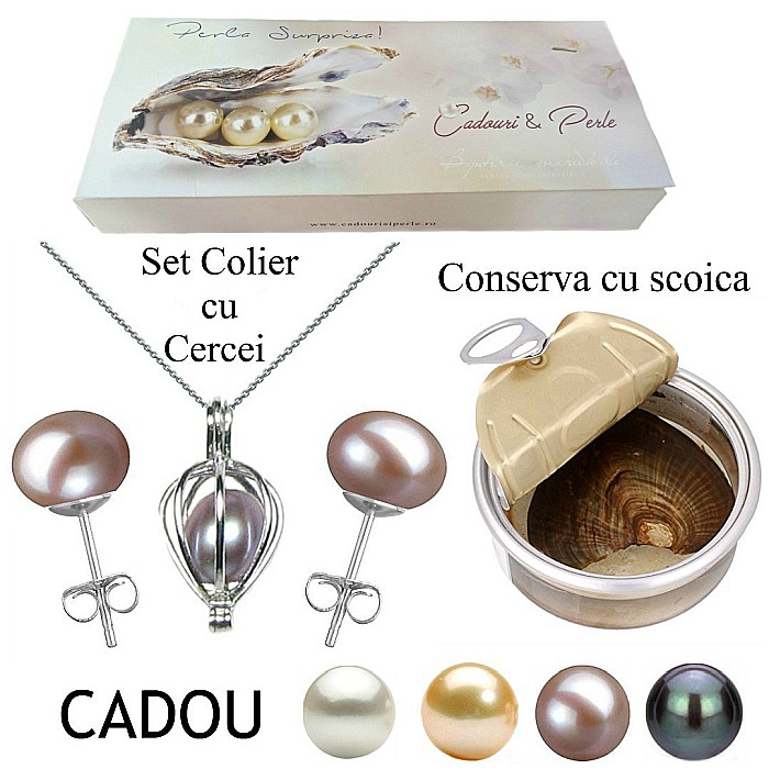 Set Perla Surpriza cu Cercei Bumb Perle Lavanda