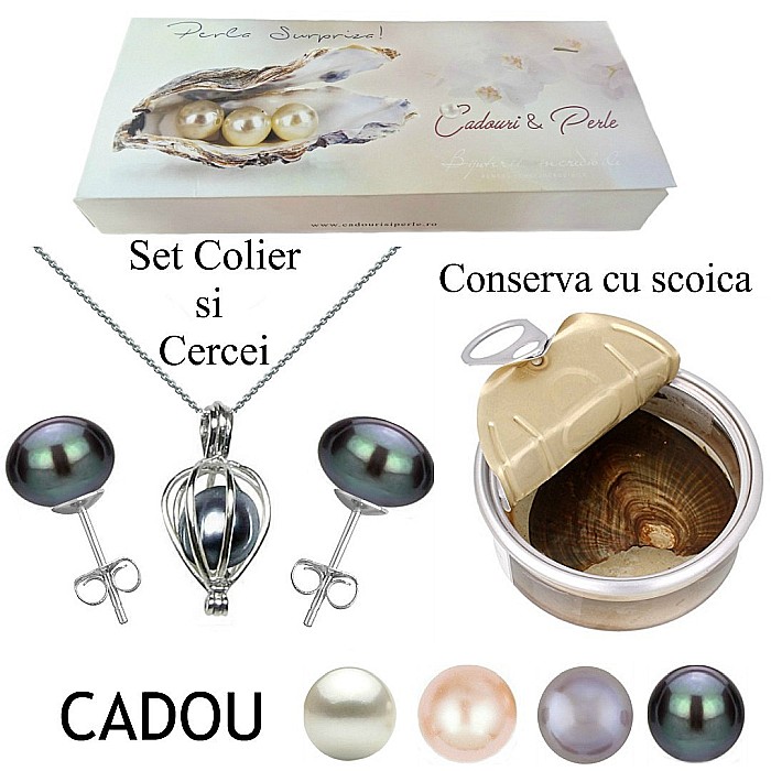 Set Perla Surpriza cu Cercei Bumb Perle Negre