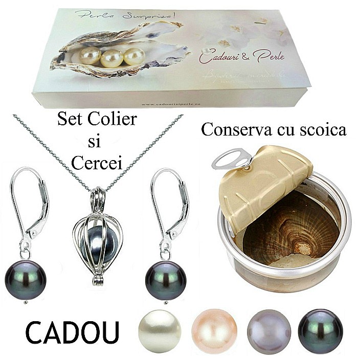 Set Perla Surpriza cu Cercei Business Negri