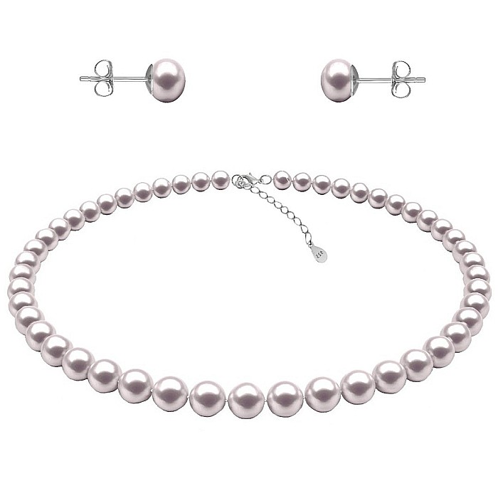 Set Perle - Colier si Cercei Tip surub cu Perle Naturale Albe 6-7 mm, Argint 925 KASKADDA