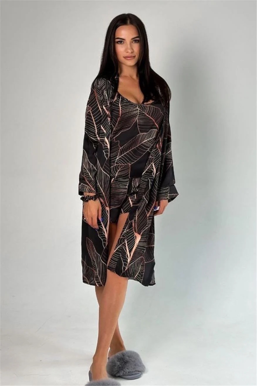 Set pijama dama din doua piese, cu bretele si pantaloni scurti – 2300744, Negru - poza 2