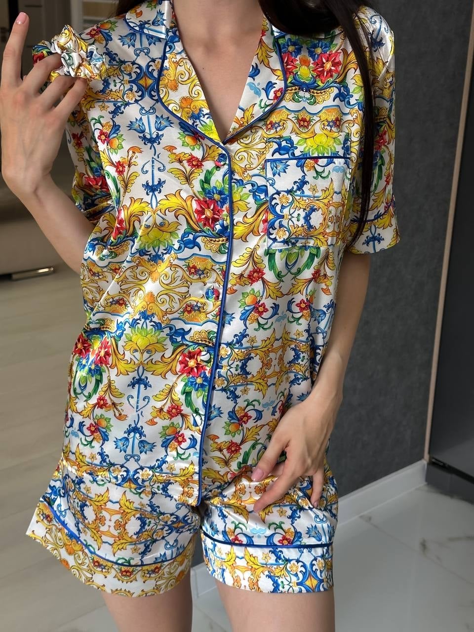 Set pijama dama din doua piese, cu nasturi – 2401612, Golden Garden - poza 1