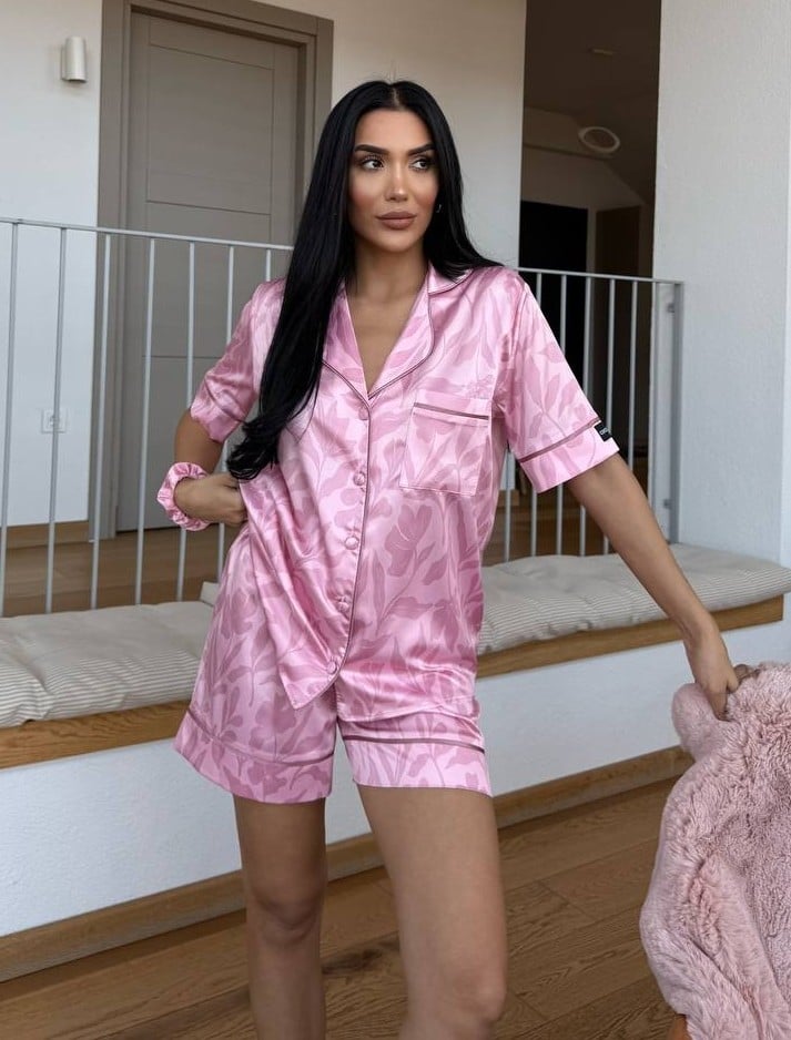 Set pijama dama din doua piese, cu nasturi – 2500076, Rosé Silk - poza 1